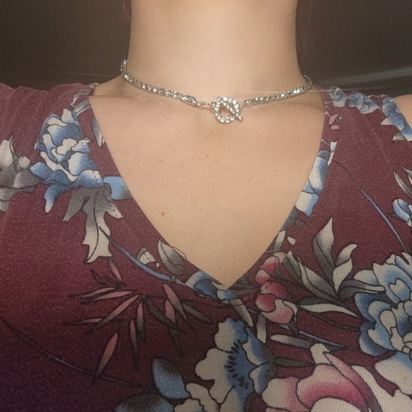 Fashion Dainty Bling Glitter OT Buckle ChokerNecklace Micro Pave Bling Rhinesto - Picture 2 of 5